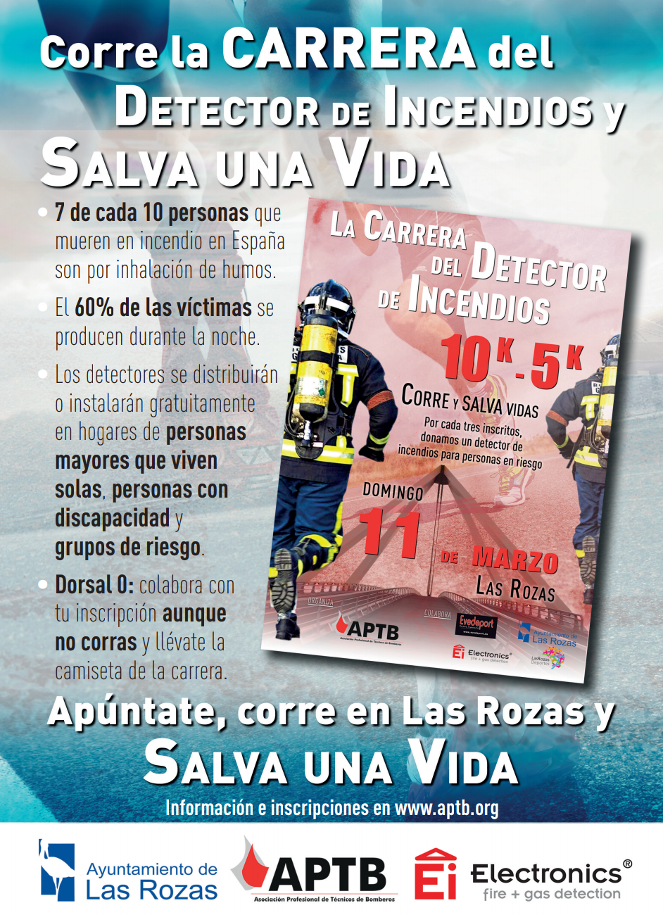 Corre la carrera del #Detector de #Incendios y salva una vida: el día 11 de marzo, en Las Rozas @Ayto_Las_Rozas #DetectoresYA