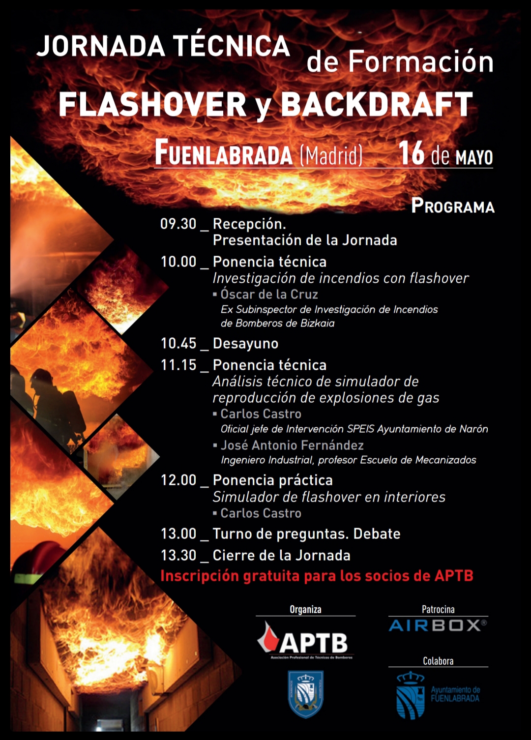 Jornada Técnica de #Formación de #APTB en Flashover y Backdraft: 16 de mayo en #Fuenlabrada