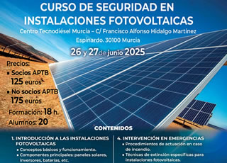 Primera edición abierta del nuevo curso de Seguridad en Instalaciones Fotovoltaicas, los días 26 y 27 de junio en Murcia