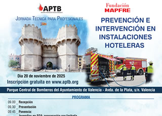 Jornada Técnica para profesionales sobre #Prevención e Intervención en #incendios en instalaciones hoteleras, en #Valencia el día 20 de noviembre de 2025